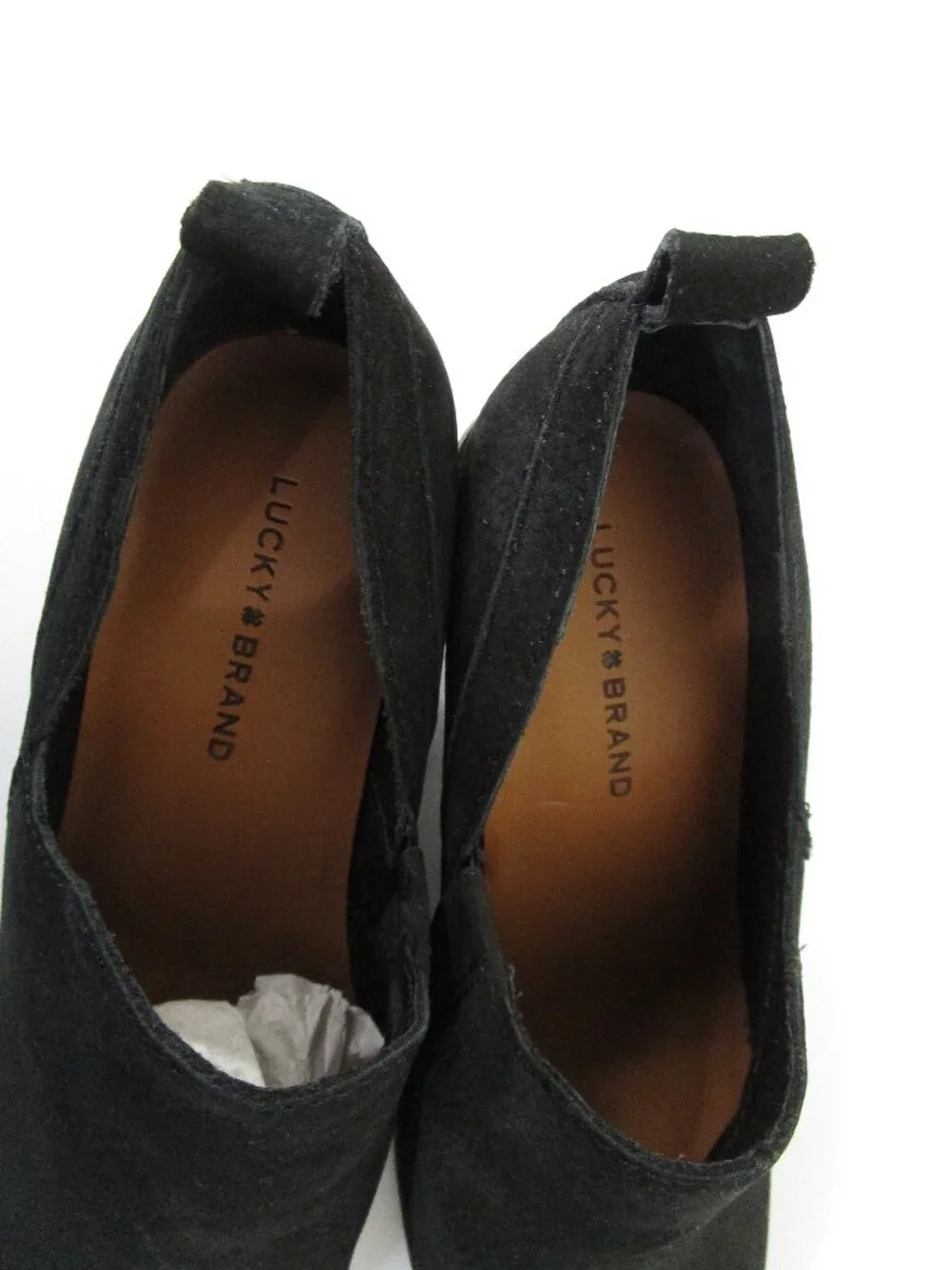Lucky Brand Womens Black Suede Vennia Leather Ankle Boots Booties Size 6.5